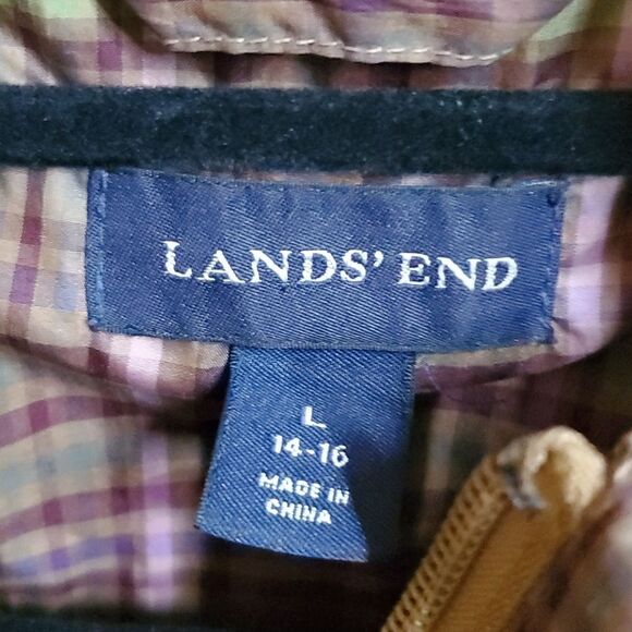 LAND'S END Plaid Puffer Jacket - Large (12-14) - Picture 5 of 9